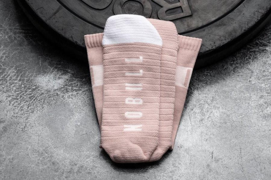 Chaussettes Nobull Crew Sock Homme Rose Blanche | XZJ80I3TU