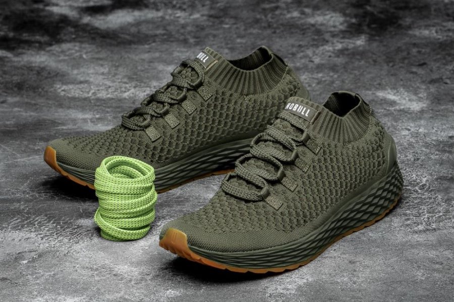 Chaussures Running Nobull Knit Runner Femme Vert Olive | LARXXTRI7