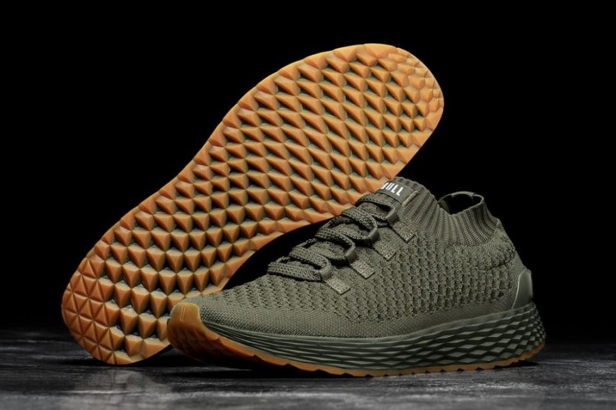 Chaussures Running Nobull Knit Runner Homme Vert Olive | BZQMTD59F