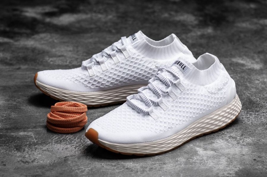 Chaussures Running Nobull Knit Runner Homme Blanche | CADC7KKQ3