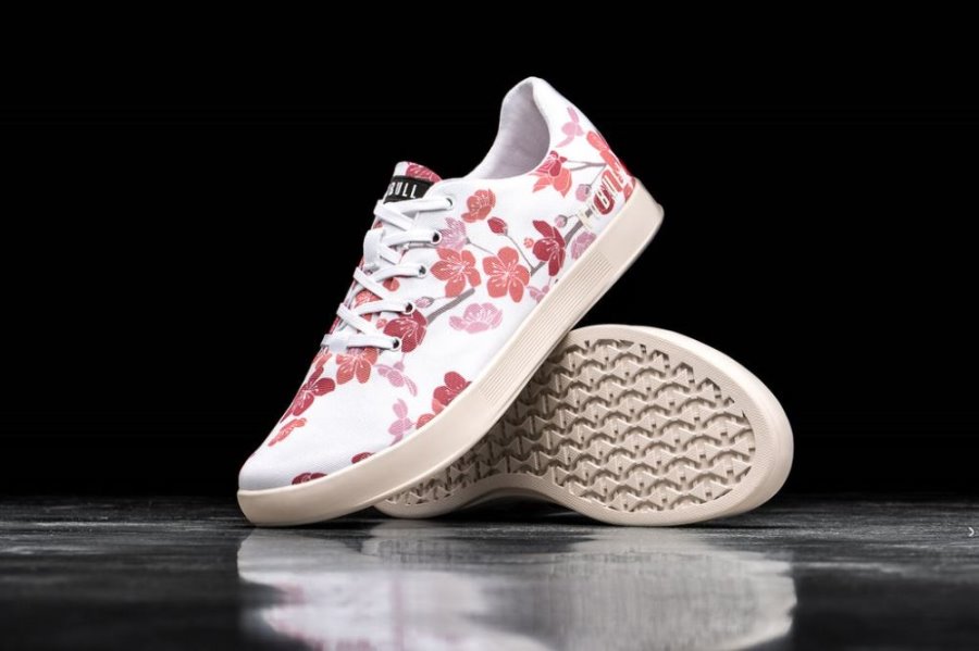 Chaussures de Sport Nobull Cherry Blossom Tela Trainer Homme Blanche Rose | ZJFA5SUEM