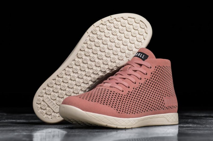 Chaussures de Sport Nobull Daim Mid Trainer Homme Rose | QPTEAHPVF