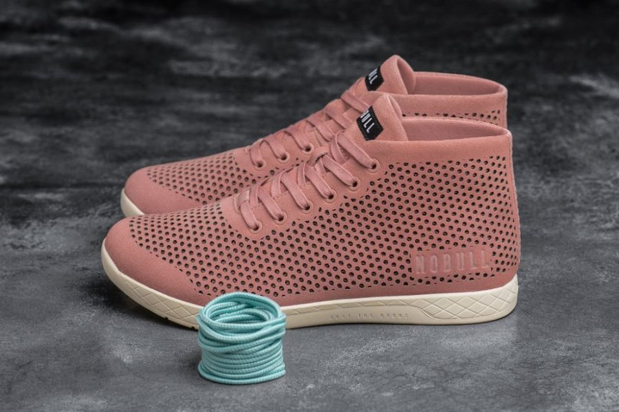 Chaussures de Sport Nobull Daim Mid Trainer Homme Rose | QPTEAHPVF