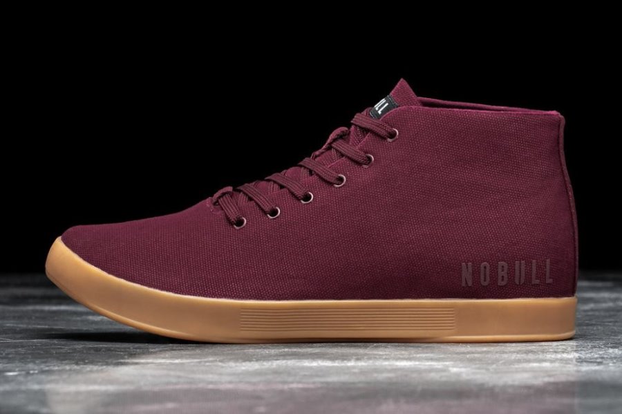 Chaussures de Sport Nobull Gum Tela Mid Trainer Homme Rouge Foncé | 5OHAH9NSD