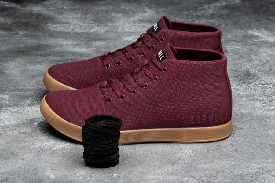 Chaussures de Sport Nobull Gum Tela Mid Trainer Homme Rouge Foncé | 5OHAH9NSD