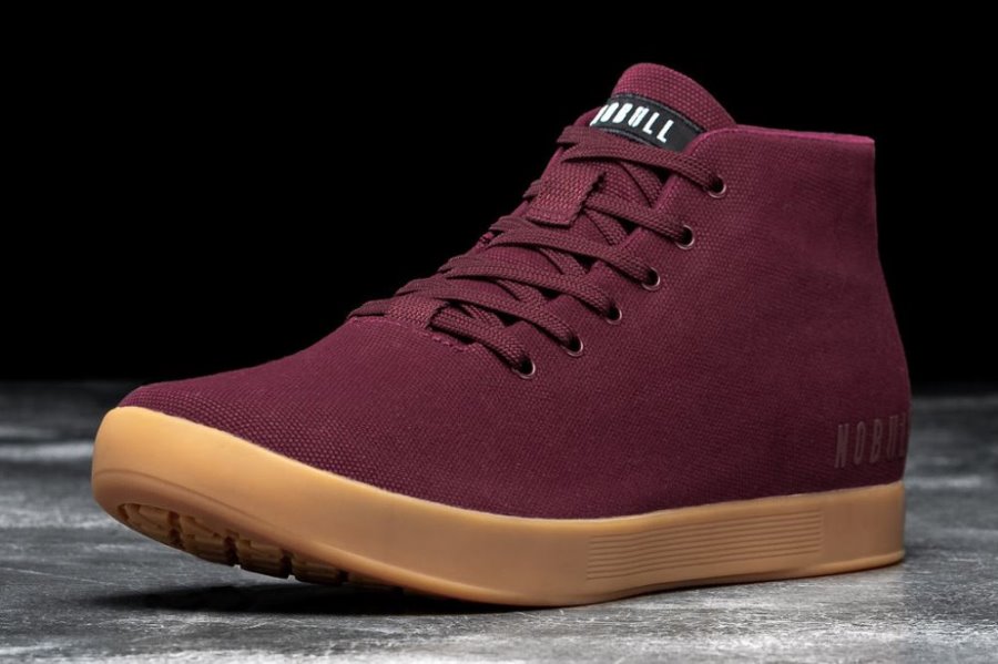 Chaussures de Sport Nobull Gum Tela Mid Trainer Homme Rouge Foncé | 5OHAH9NSD