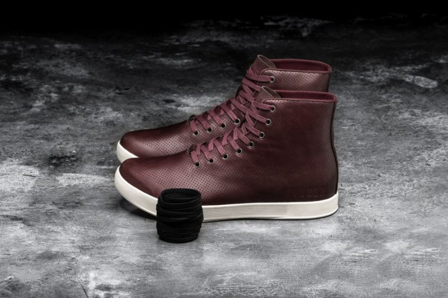 Chaussures de Sport Nobull High-top Cuir Trainer Homme Bordeaux | YR3PYXEY5