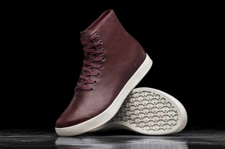 Chaussures de Sport Nobull High-top Cuir Trainer Homme Bordeaux | YR3PYXEY5