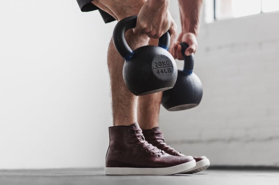 Chaussures de Sport Nobull High-top Cuir Trainer Homme Bordeaux | YR3PYXEY5