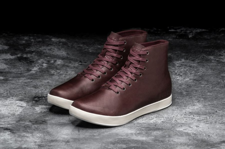 Chaussures de Sport Nobull High-top Cuir Trainer Homme Bordeaux | YR3PYXEY5