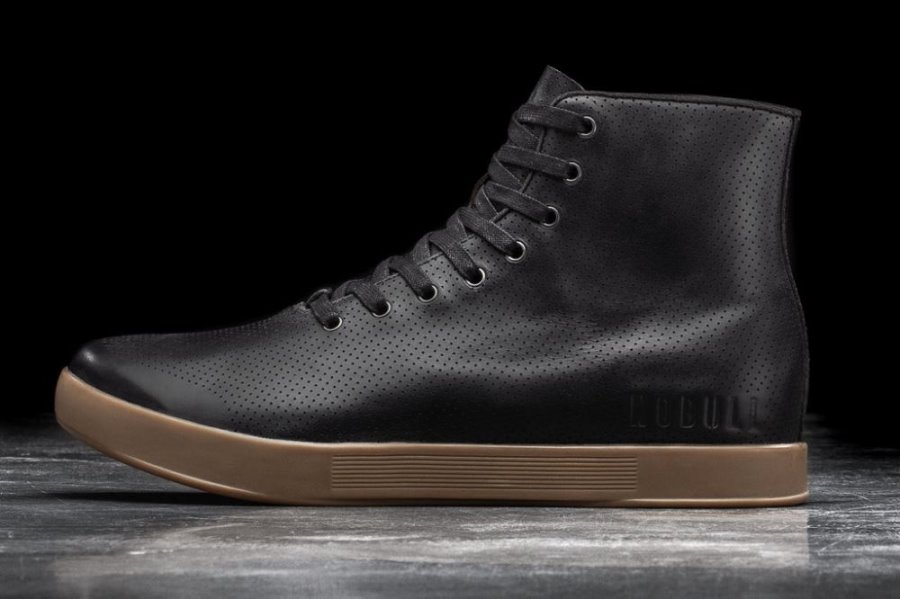 Chaussures de Sport Nobull High-top Gum Cuir Trainer Homme Noir Noir | M3085SVLA