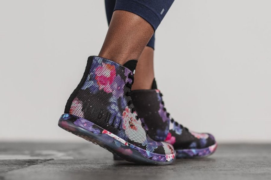 Chaussures de Sport Nobull High-top Space Floral Trainer Femme Noir Bleu | R1X5RGJQT