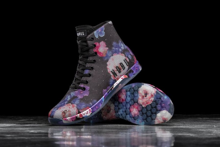 Chaussures de Sport Nobull High-top Space Floral Trainer Femme Noir Bleu | R1X5RGJQT