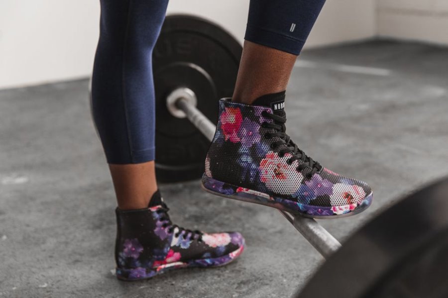 Chaussures de Sport Nobull High-top Space Floral Trainer Femme Noir Bleu | R1X5RGJQT