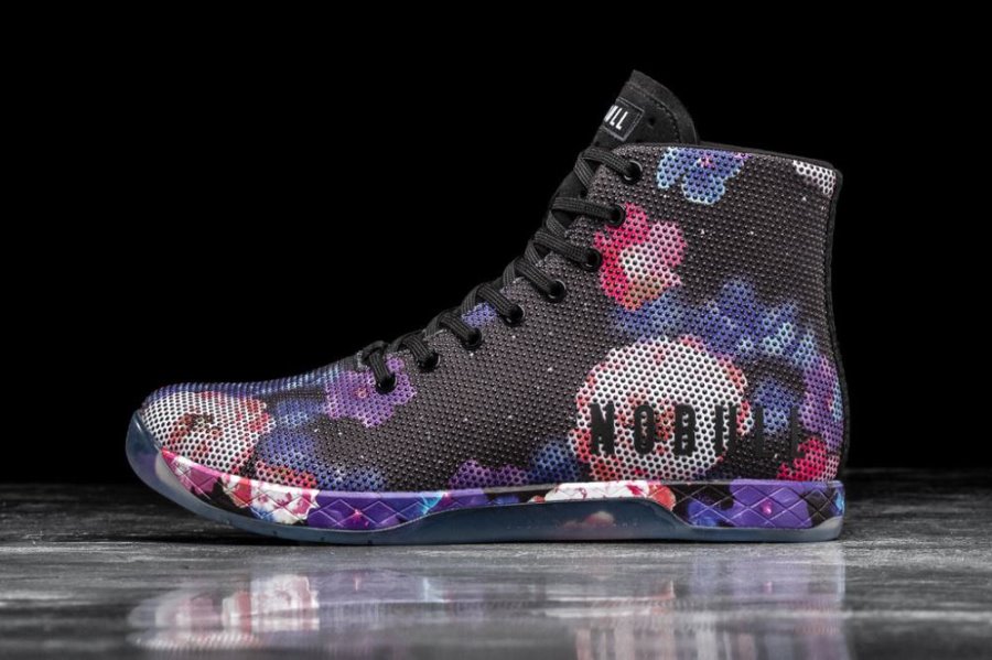 Chaussures de Sport Nobull High-top Space Floral Trainer Femme Noir Bleu | R1X5RGJQT