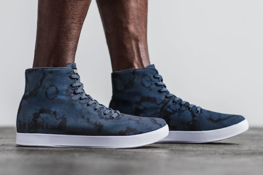 Chaussures de Sport Nobull High-top Tie-dye Tela Trainer Homme Bleu Marine | B6VMSMJLQ