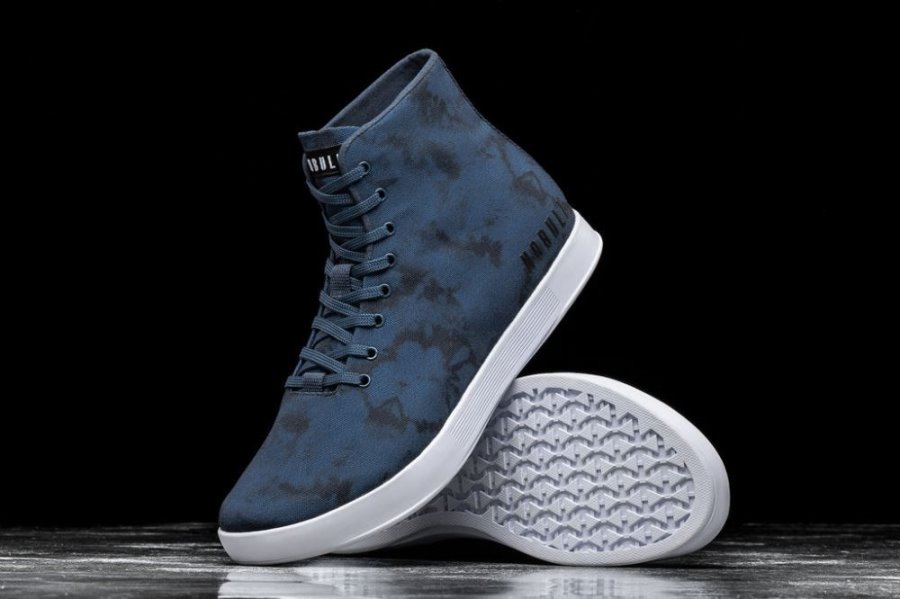 Chaussures de Sport Nobull High-top Tie-dye Tela Trainer Homme Bleu Marine | B6VMSMJLQ