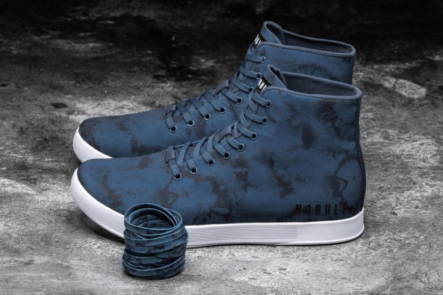 Chaussures de Sport Nobull High-top Tie-dye Tela Trainer Homme Bleu Marine | B6VMSMJLQ