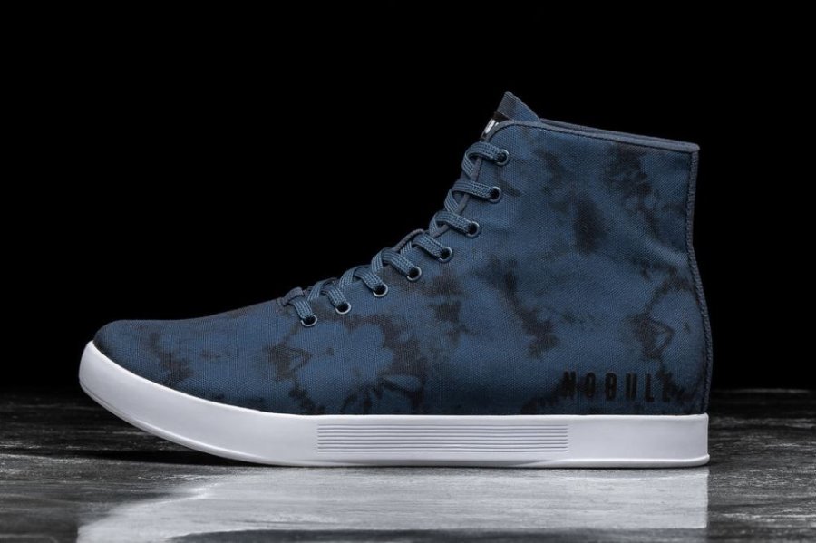 Chaussures de Sport Nobull High-top Tie-dye Tela Trainer Homme Bleu Marine | B6VMSMJLQ