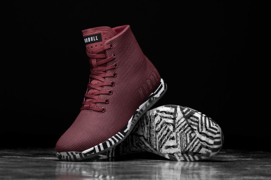 Chaussures de Sport Nobull High-top Zebra Trainer Homme Rouge Foncé | 5SCQIUHAW