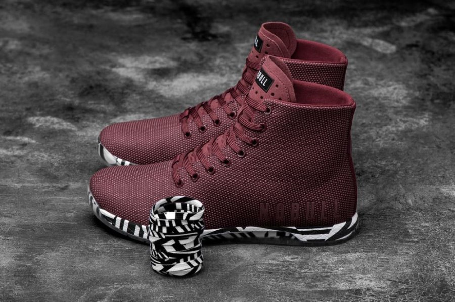 Chaussures de Sport Nobull High-top Zebra Trainer Homme Rouge Foncé | 5SCQIUHAW