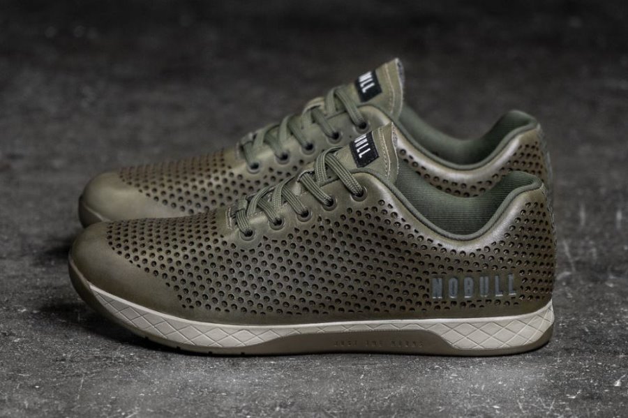 Chaussures de Sport Nobull Moss Cuir Trainer Homme Vert Olive | 86LA4JT5Z