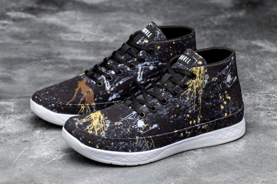 Chaussures de Sport Nobull Splatter Tela Mid Trainer Femme Noir Jaune | ZWIO9I7DH