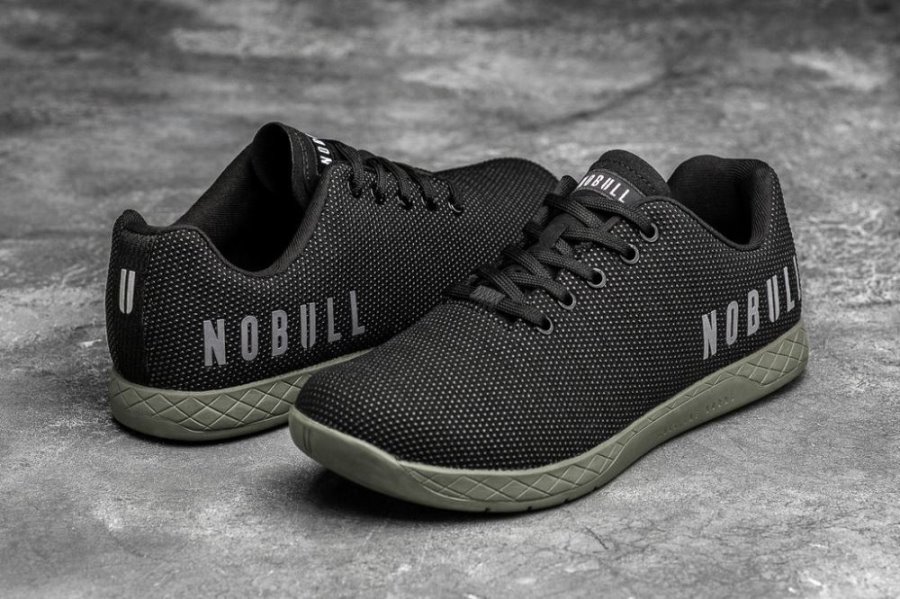 Chaussures de Sport Nobull SuperFabric® Trainer Femme Noir Vert Foncé | 5F1TFLQRH