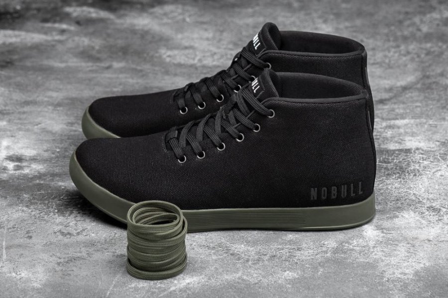 Chaussures de Sport Nobull Tela Mid Trainer Homme Noir Vert Foncé | FGPGSBIT5