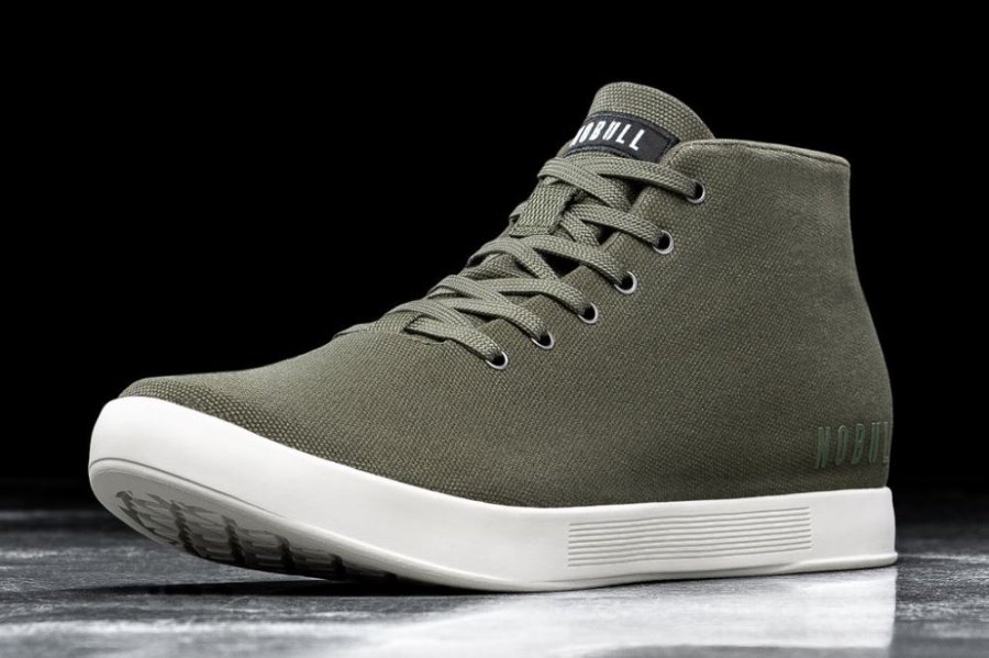 Chaussures de Sport Nobull Tela Mid Trainer Homme Vert Foncé Blanche | IYCNHG7TK