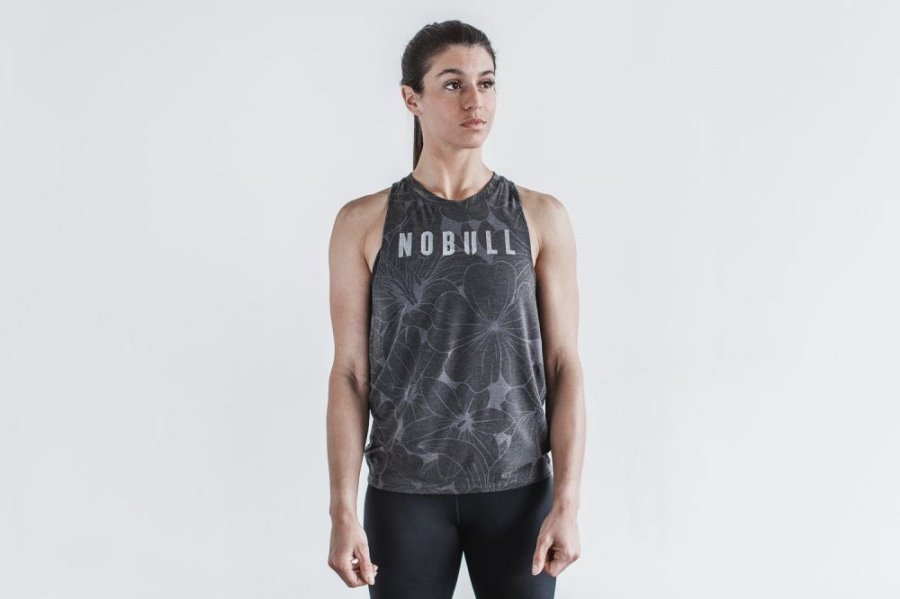 Debardeur Nobull High-neck Tank (Hibiscus) Femme Grise | EWB2NVLUQ