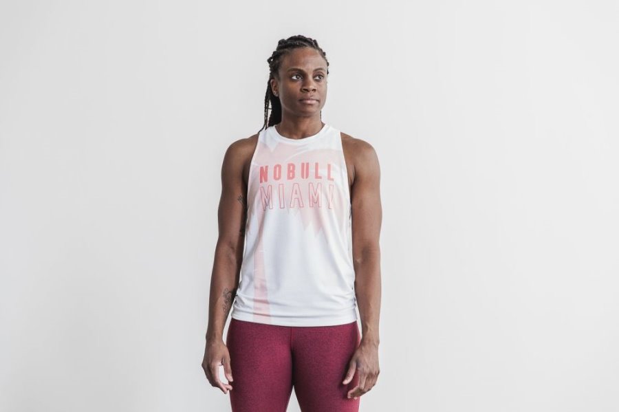 Debardeur Nobull High-neck Tank (Miami Palm) Femme Corail | YU4HNNMYN