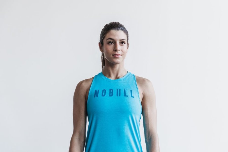 Debardeur Nobull High-neck Tank (Neon) Femme Bleu | 9OVHI8IGD