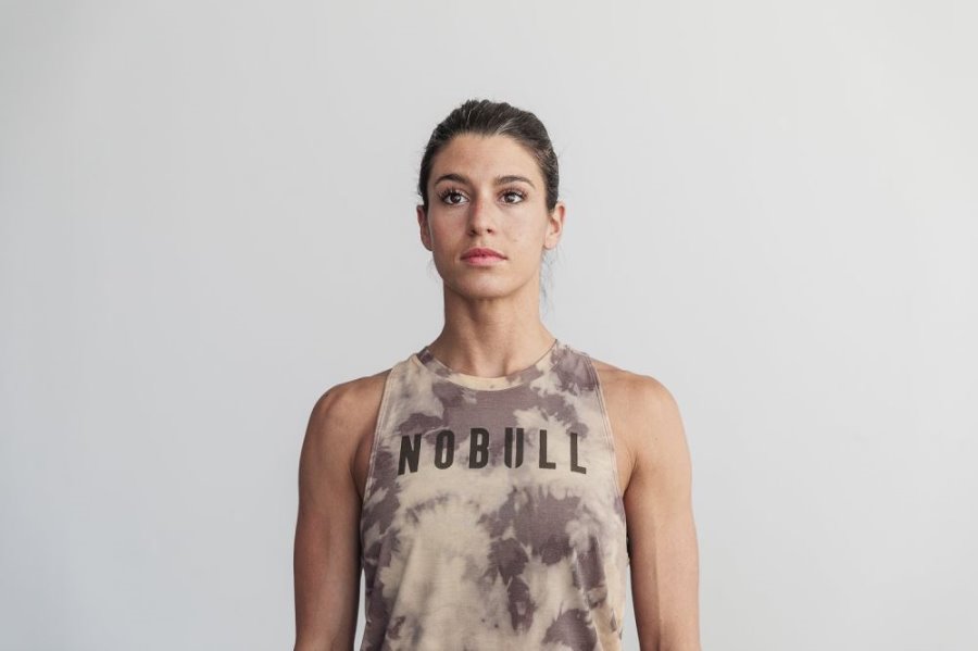 Debardeur Nobull High-neck Tank - Tie-dye Femme Marron | 7LVIK8323