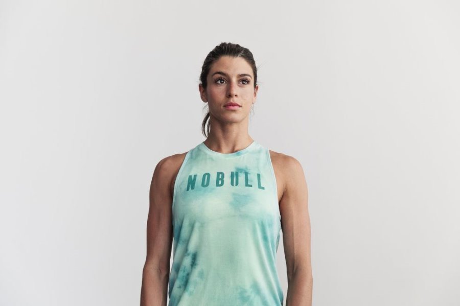 Debardeur Nobull High-neck Tank - Tie-dye Femme Jaune Clair Turquoise Clair | EOQYZ0EB3