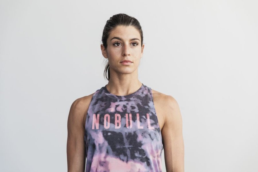 Debardeur Nobull High-neck Tank - Tie-dye Femme Rose Noir | RUW9WNQFJ