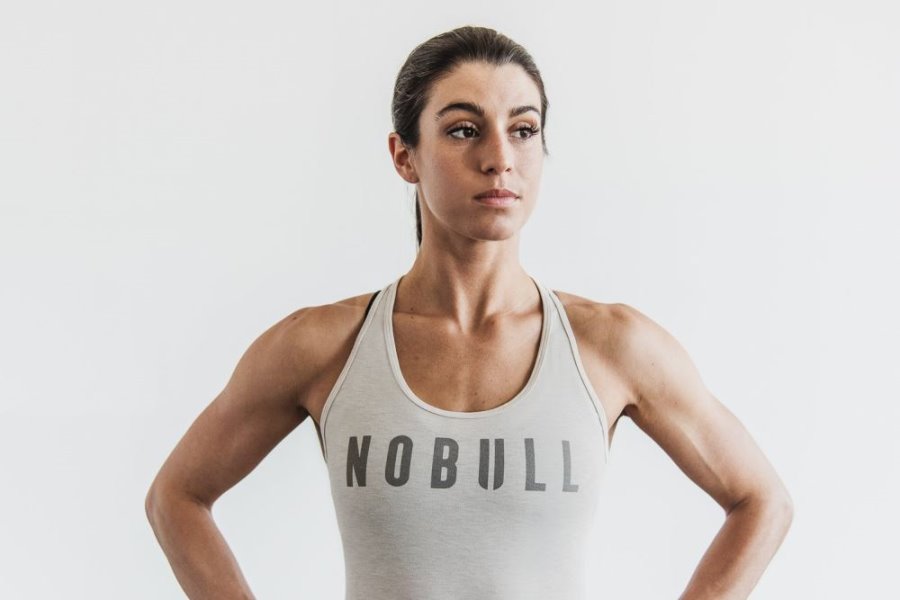 Debardeur Nobull Racerback Tank Femme Beige | OWLQIIVI7