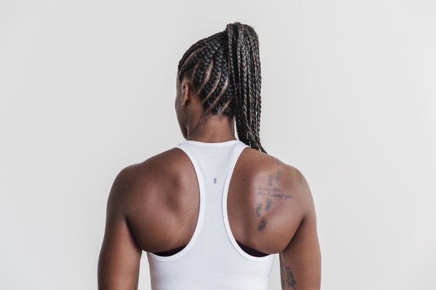 Debardeur Nobull Racerback Tank Femme Blanche | KGKB5K6I7