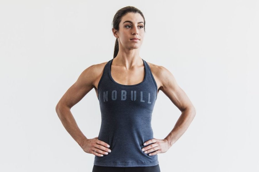 Debardeur Nobull Racerback Tank Femme Bleu Marine | TQ6C5PCBC