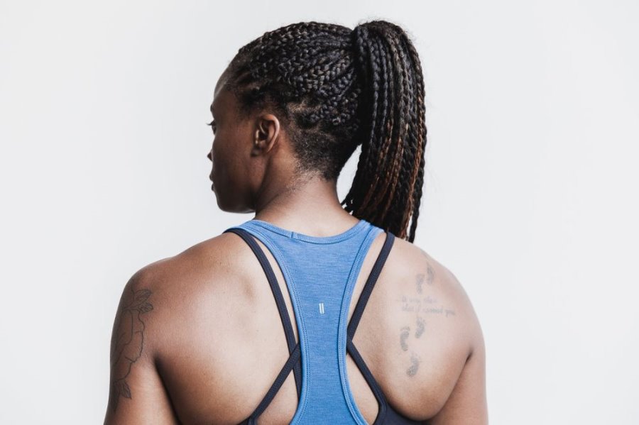 Debardeur Nobull Racerback Tank Femme Bleu | UYP5CNIOJ