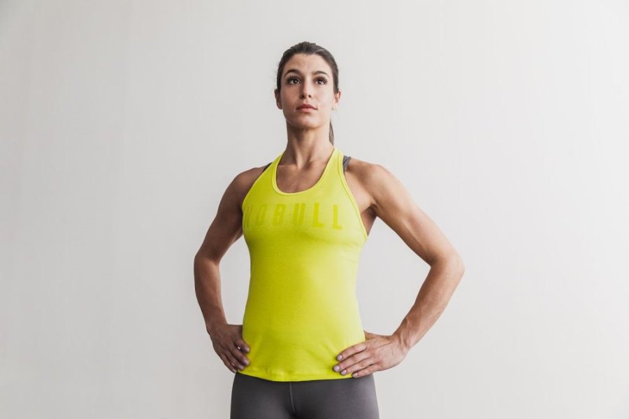 Debardeur Nobull Racerback Tank Femme Jaune | EJ6QYSQUJ