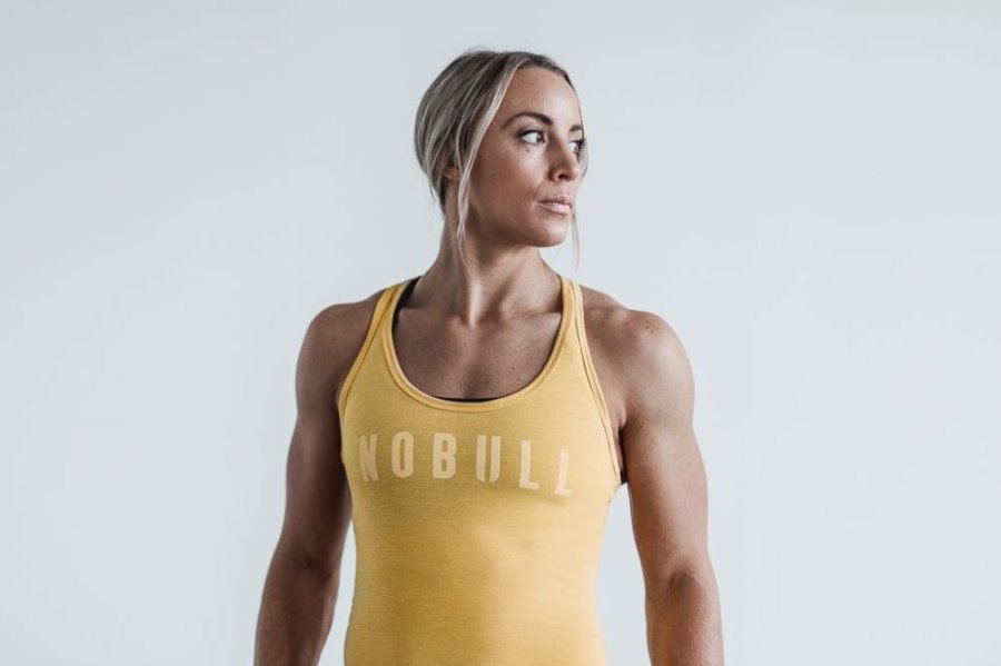 Debardeur Nobull Racerback Tank Femme Jaune | SN6B3HCJV