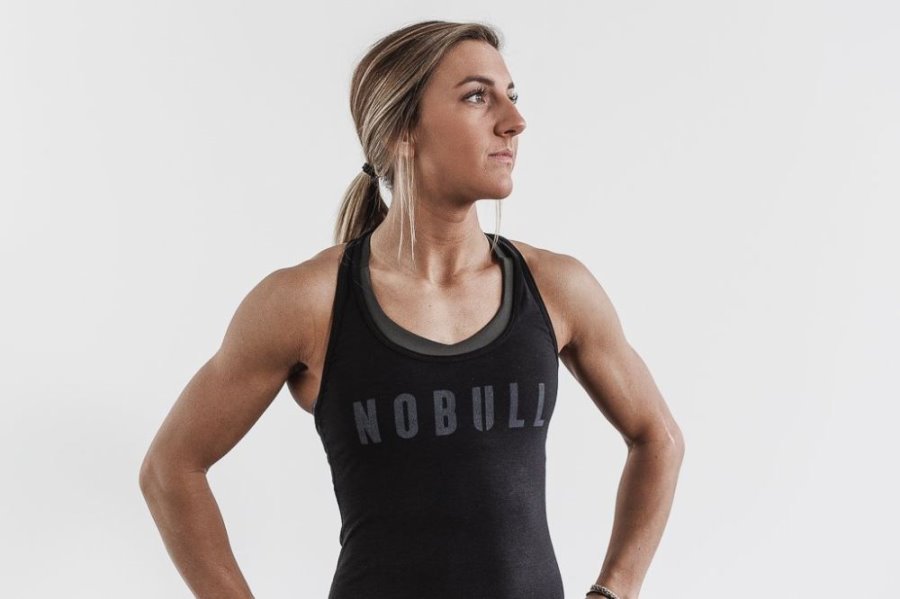 Debardeur Nobull Racerback Tank Femme Noir | QWE6OWNMN