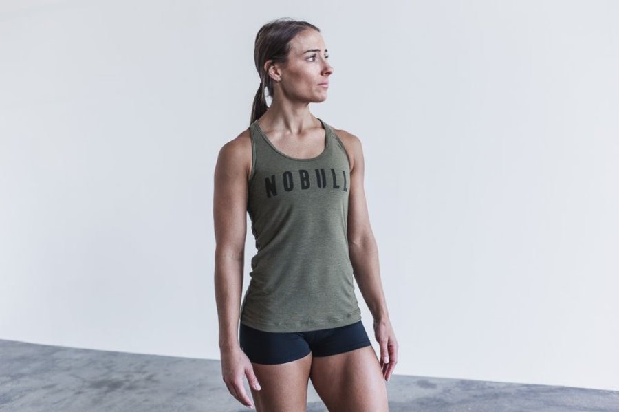 Debardeur Nobull Racerback Tank Femme Vert | VTC2LAJEY