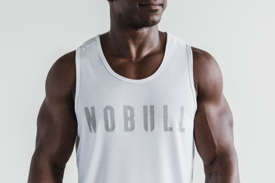 Debardeur Nobull Tank Homme Blanche | 4T9HNT6QU