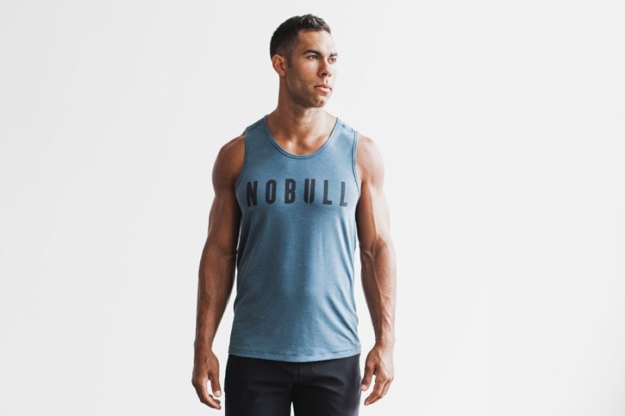 Debardeur Nobull Tank Homme Turquoise Foncé | PJ47G5JRA