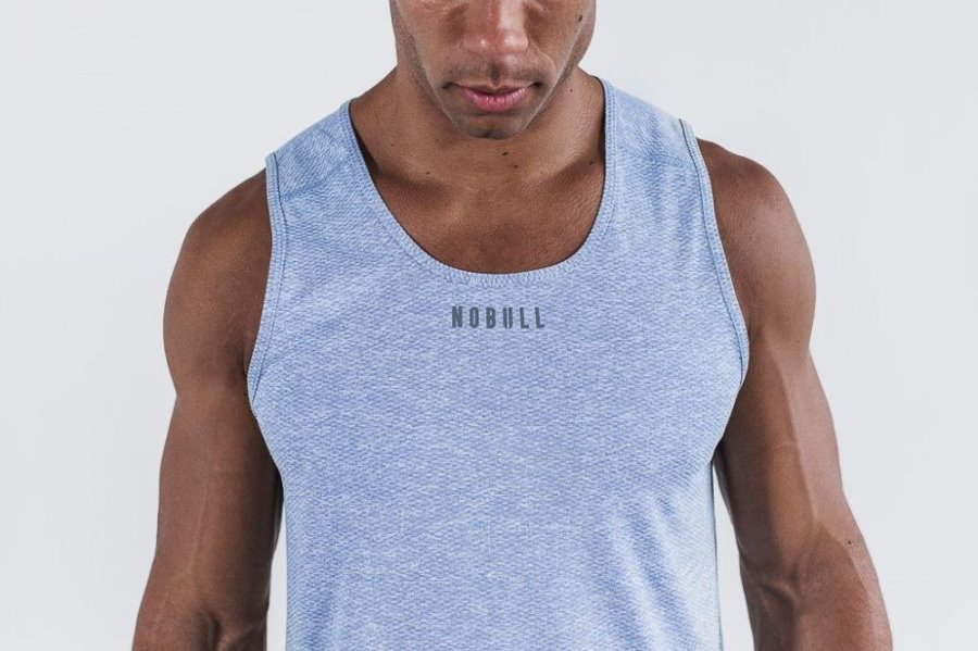 Debardeur Nobull Textured Tank Homme Bleu Clair | 3AZ0O8P6R