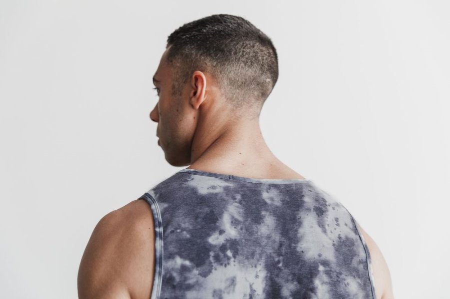 Debardeur Nobull Tie-dye Tank Homme Blanche Noir | HYOO2YVVK