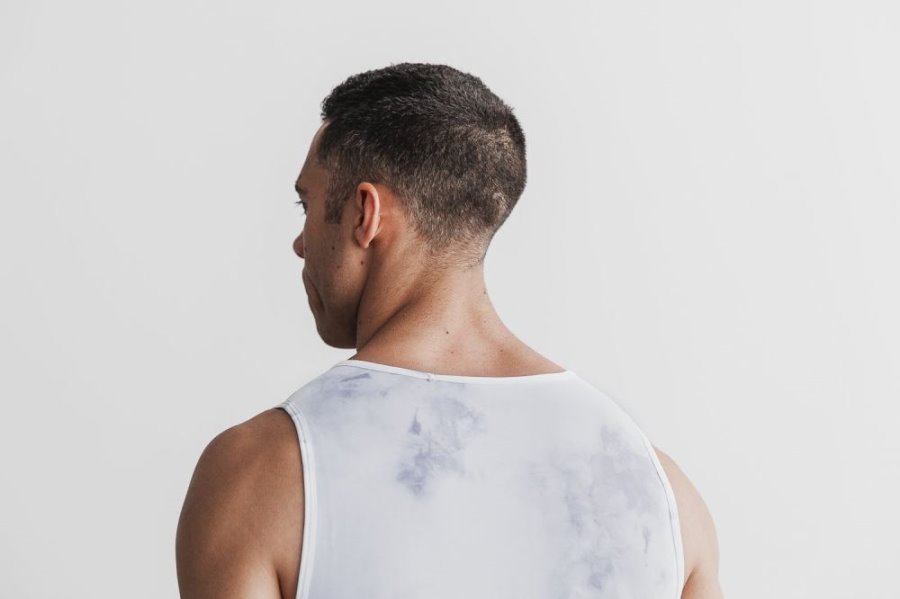 Debardeur Nobull Tie-dye Tank Homme Blanche | LU1XYNEAW