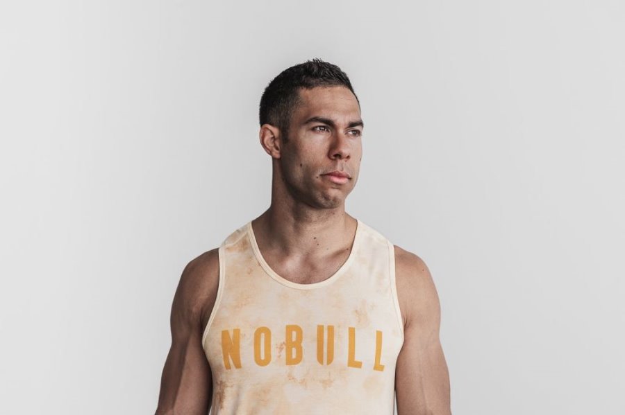 Debardeur Nobull Tie-dye Tank Homme Jaune Clair Jaune | CF0AFLT41